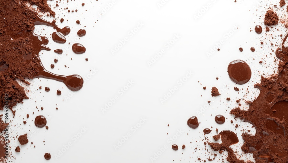 Fototapeta premium Mud droplets on white background, highlighting surface contamination and cleanup