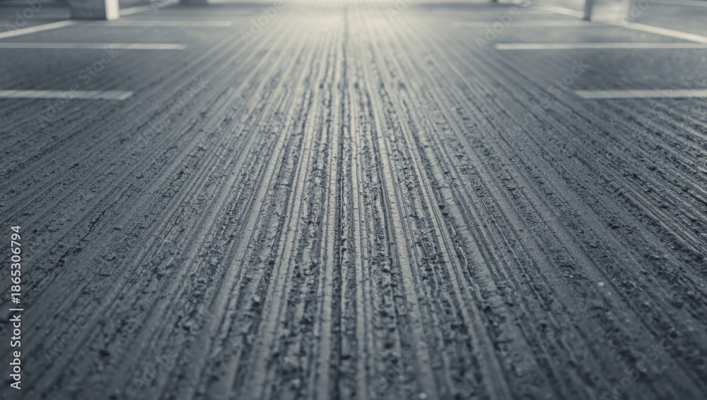 Obraz premium Car park concrete flooring showing wear and surface texture for maintenance assessment