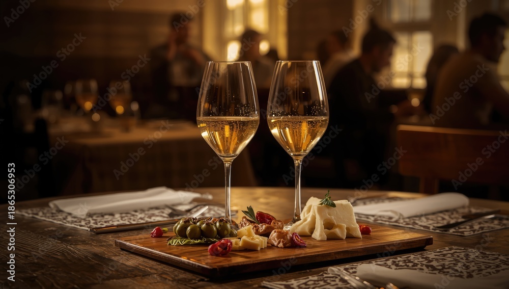 Fototapeta premium Enjoying fortified Andalusian dry fino and sweet sherry wine alongside Spanish tapas, emphasizing beverage and cuisine pairing, World Food Day