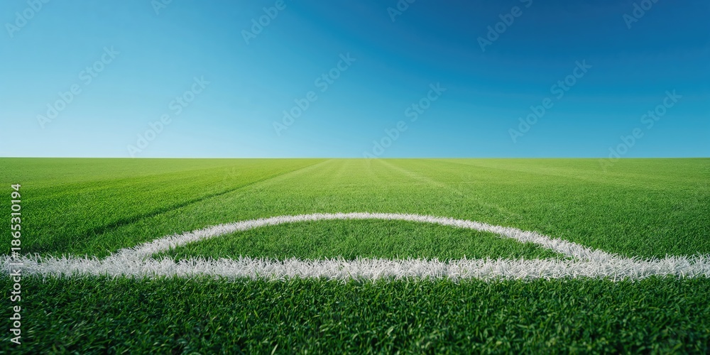 Obraz premium Soccer field with well-marked boundary lines and lush turf, ideal for team practice activities
