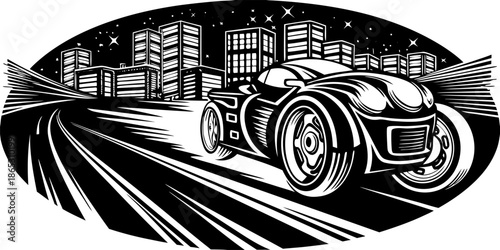 Neon Sports Bike Night Drive on Highway