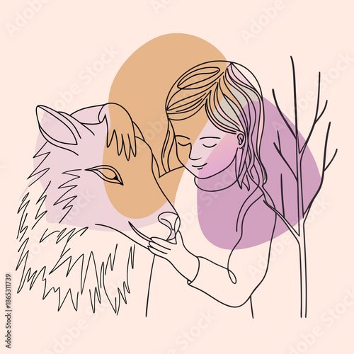 Affectionate Bond Between Girl and Animal