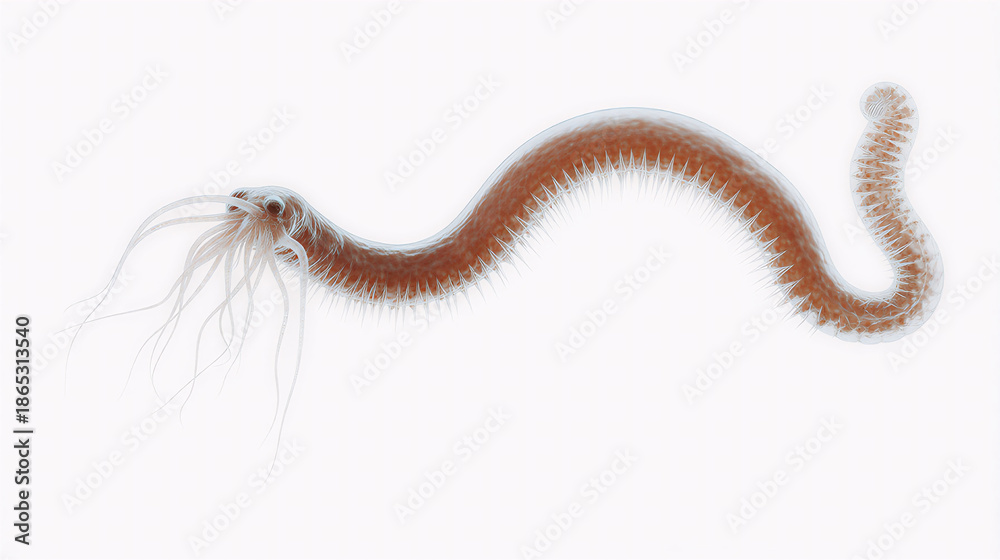 Obraz premium Freshwater hydra animal isolated on pure white background transparent gelatinous body long tentacles microscopic invertebrate zoology specimen clean scientific illustration studio lighting