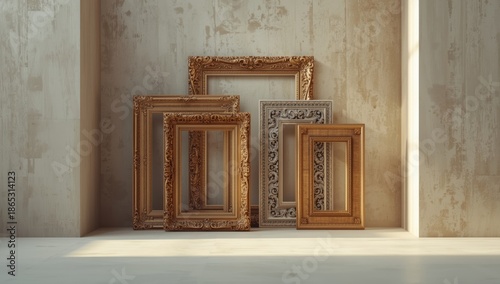 Vintage photo frames with blank space for insert your own photos serving as editorial header backgrounds, World Photography Day