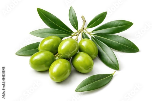 Wallpaper Mural clean white background with olive fruits and smooth leaf textures Torontodigital.ca