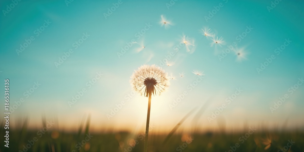 Fototapeta premium Close-up of wild dandelions growing in a meadow, emphasizing biodiversity