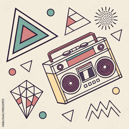 Set of 120 geometric shapes icons. Memphis design retro elements. Collection trendy halftone geometric shapes. Retro funky graphic, 90s trends designs and vintage print element collection