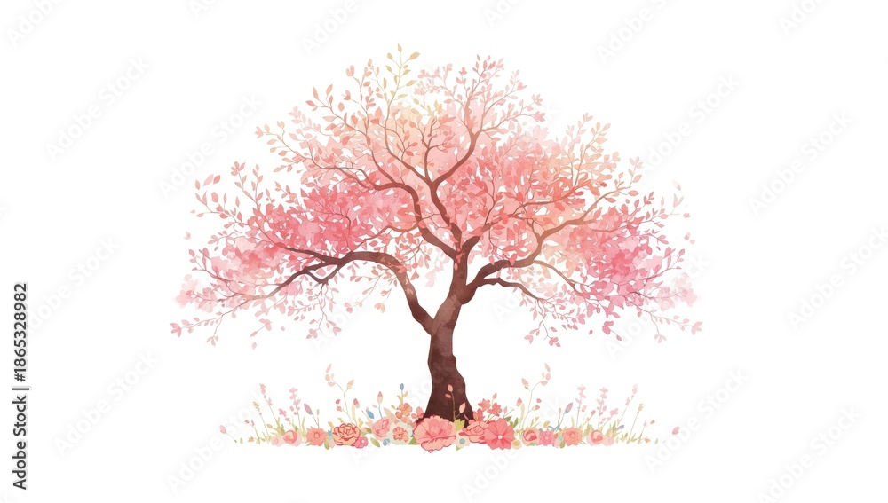 Obraz premium Pink and white background featuring a stylized sketch of a tree, suitable for artistic backgrounds or layouts