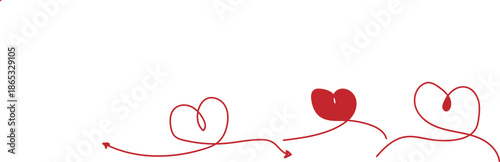 Valentine's day red heart shaped love symbol isolated on transparent background