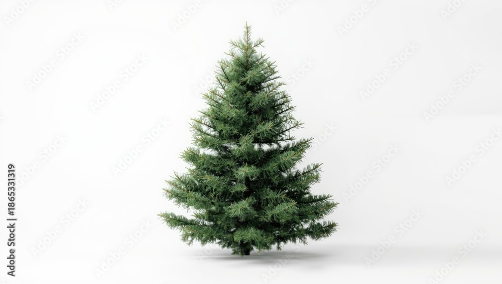Fototapeta premium Foliage backdrop featuring a pine tree with branches on a white background, ideal for layout design