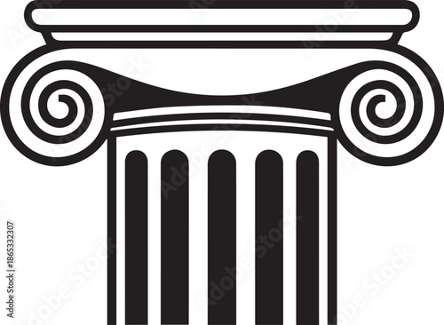 Elegant classical Ionic column capital architectural element vector graphic illustration
