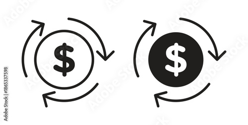 Cash flow icons symbol. Simple, flat design for web or mobile app