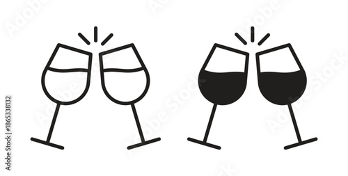 Clinking glasses icons symbol. Simple, flat design for web or mobile app