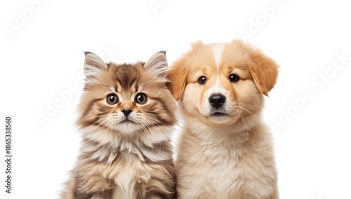 Cat and dog eyeing camera, illustrating pet attentiveness and companionship, World Animal Day
