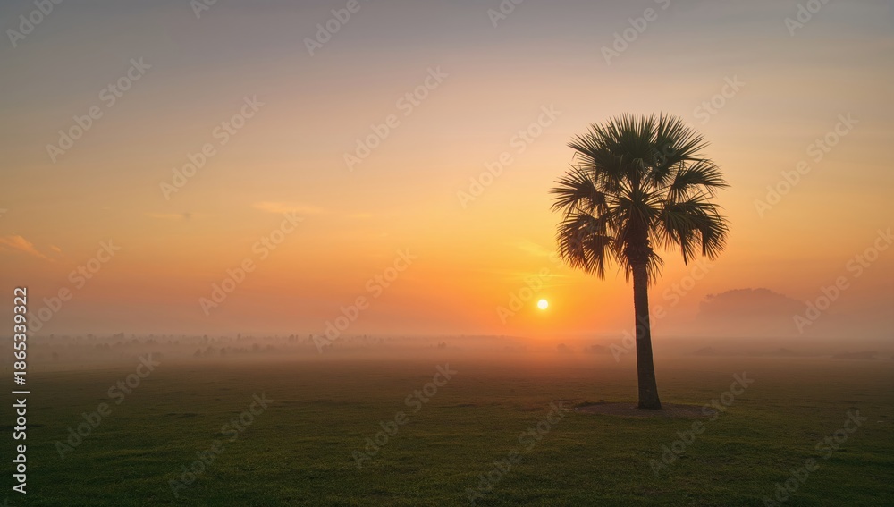 Obraz premium Florida morning scene at dawn with foggy atmosphere, suitable for layout backgrounds