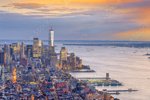 New York City, New York, USA Skyline at Twilight 4118