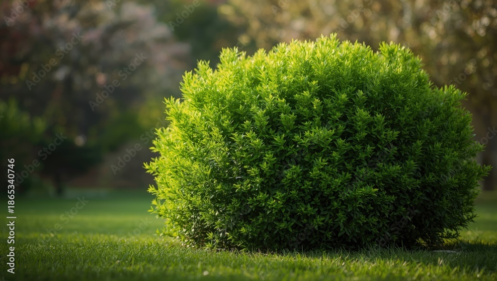 Fototapeta premium Sunlit green bush serving as a background for visual design, Earth Day