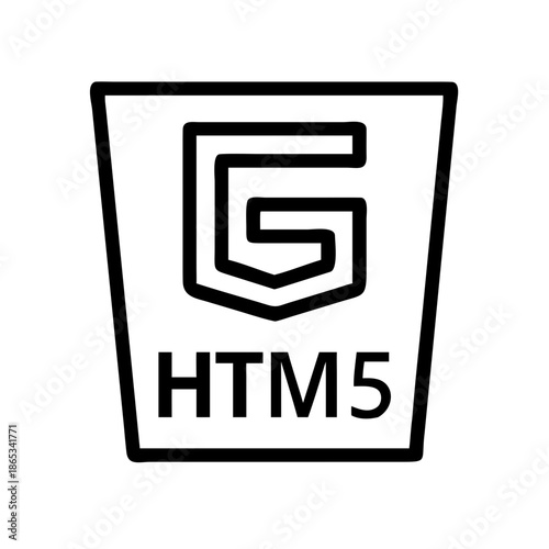 Simplified black and white HTML5 logo with shield and text below