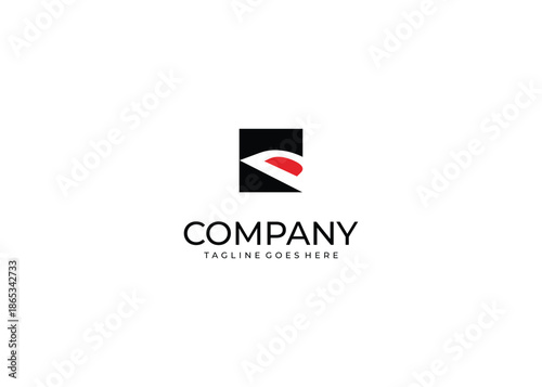 Free Download Modern Abstract Vector Logo Featuring a Dynamic Red and White Curved Geometric Shape on a Black Background for Corporate Brand Identity - GFXLoad