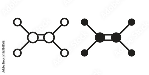 Ethylene molecule icons symbol. Simple, flat design for web or mobile app