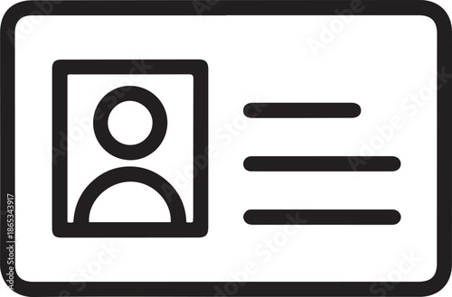 ID Card. Flat design style. one line Art icon drawing