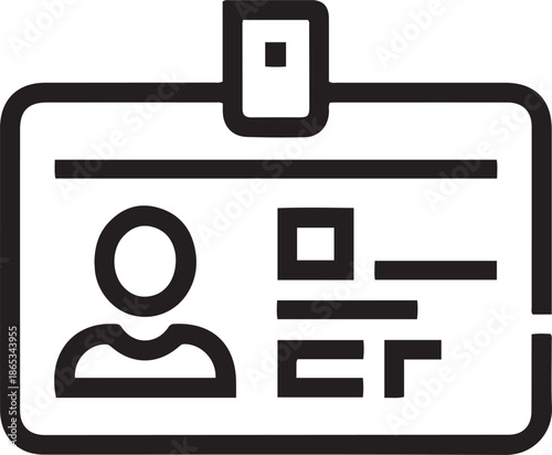 ID Card. Flat design style. one line Art icon drawing