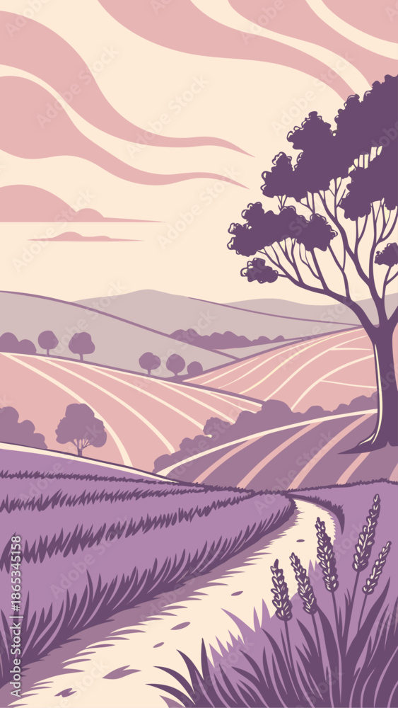 Fototapeta premium Serene Lavender Sunrise