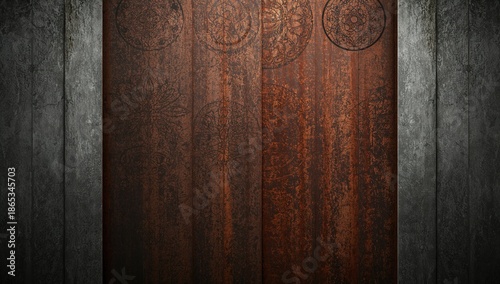 Wallpaper Mural Zinc-coated steel surface with corrosion patterns serving as a backdrop for design or signage, highlighting weathered industrial surfaces Torontodigital.ca