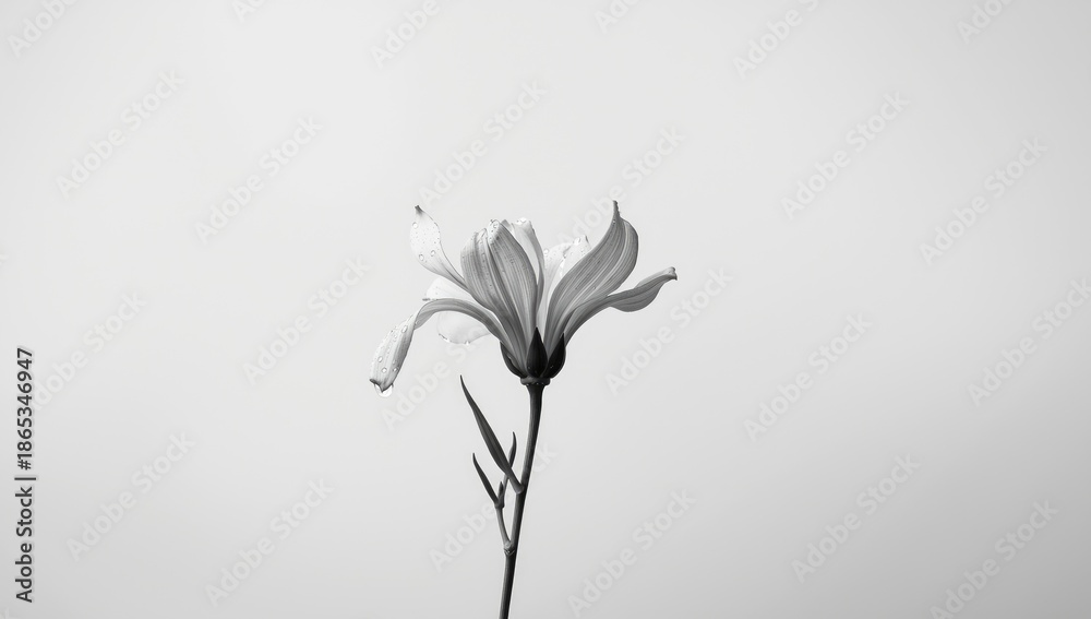 custom made wallpaper toronto digitalBlack and white background with honeysuckle flower, seasonal bloom, springtime nature, focus on plant structure