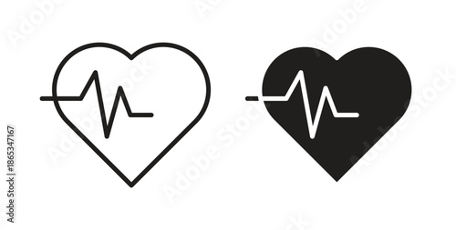 Heart rate icons symbol. Simple, flat design for web or mobile app