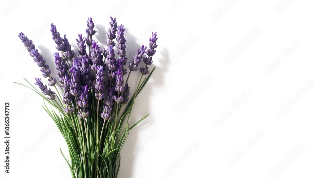 Fototapeta premium Single lavender blossom against a neutral backdrop, ideal for botanical illustrations