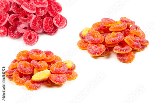 Jelly rings isolated on white background. Orange rings. © Nikolay