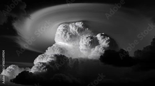 cinematic black and white video of dramatic clouds forming and swirling ominously in the sky, video 4k