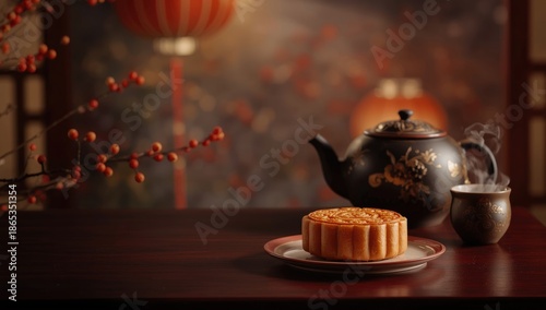 Chinese moon cakes with tea...