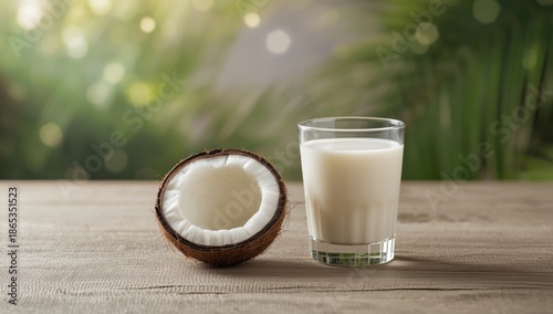 Coconut beverage with fresh...