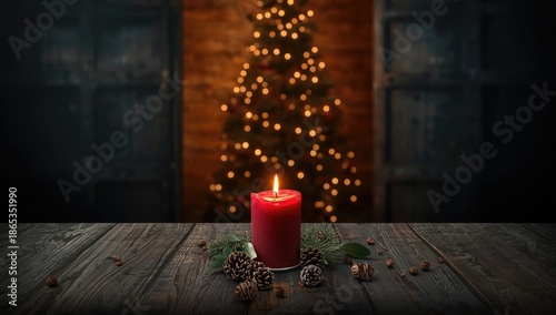 Candle burning on vintage w...