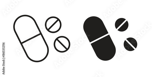 Medicine pills icons symbol. Simple, flat design for web or mobile app