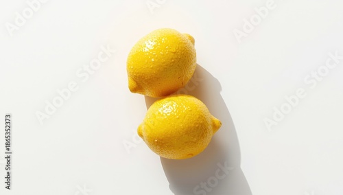 Lemons arranged on plain wh...