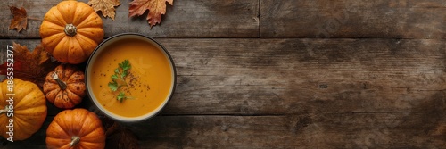 Pumpkin soup served alongsi...