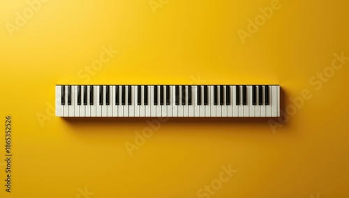 Top view of piano keys on a...