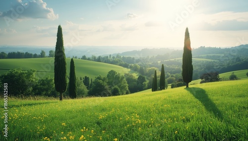 Scenic countryside scene wi...