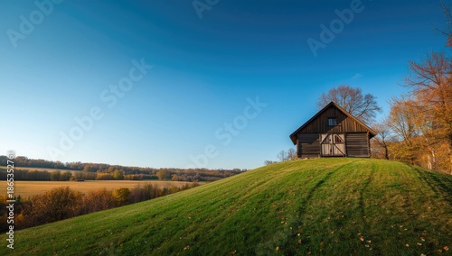 Traveler on a hill observin...
