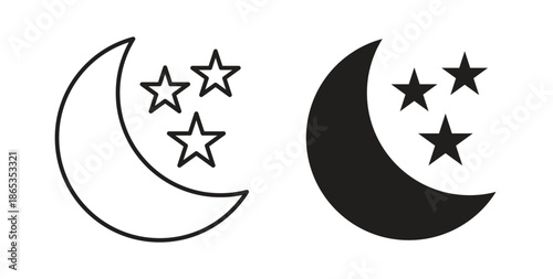 Night icons symbol. Simple, flat design for web or mobile app