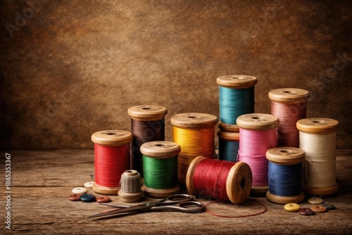 Collection of wooden sewing...
