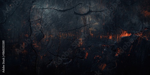 Charred wood with a rough b...
