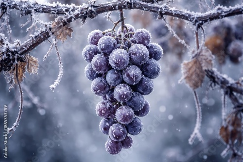 Iced grape bunch hanging fr...