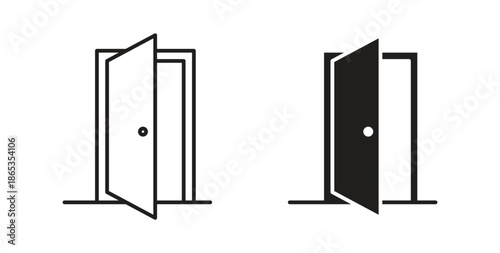 Open door icons symbol. Simple, flat design for web or mobile app