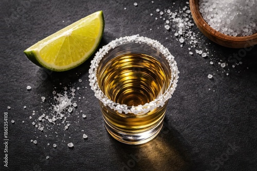 Refined tequila shot with w...