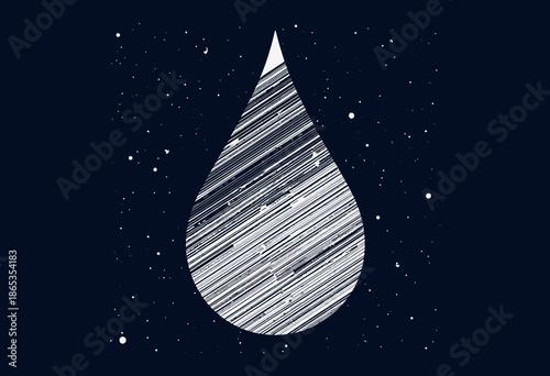Illustration of a Cosmic Water Droplet with Starry Background Highlighting Universe Themes in Digital Art