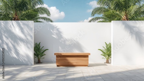 Beauty stand on wooden surf...